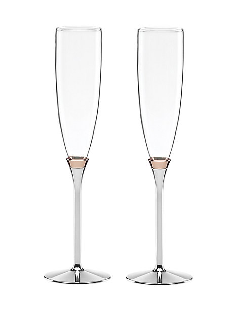 rosy glow toasting flute pair