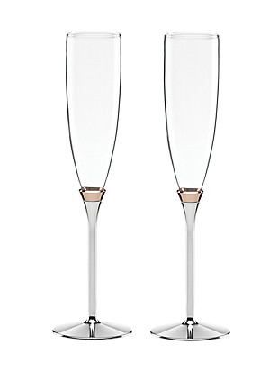 rosy glow toasting flute pair