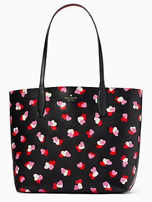 valentines day flutter hearts large reversible tote