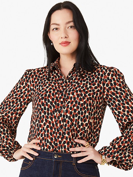 dotty leopard ruffle-collar shirt