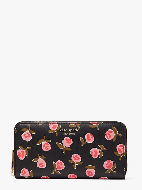 spencer ditsy rose zip-around continental wallet
