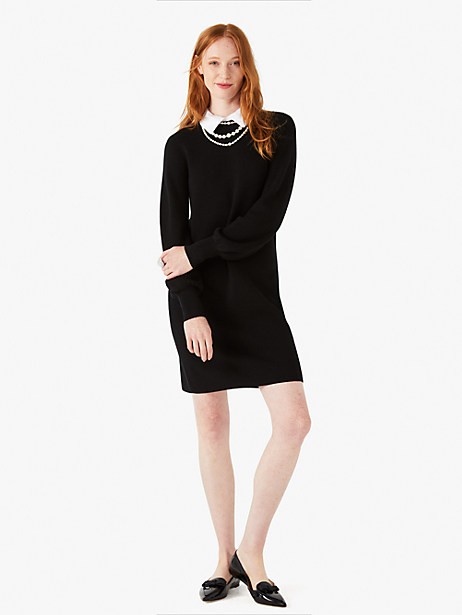 pearl necklace sweater dress