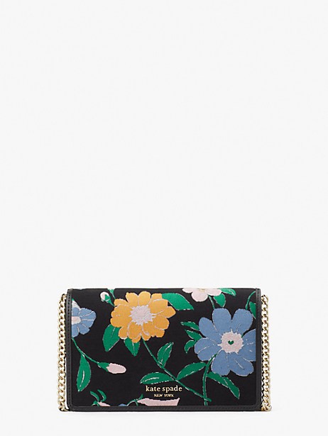 floral jacquard chain wallet