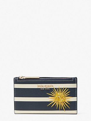 sunkiss embellished small slim striped bifold wallet