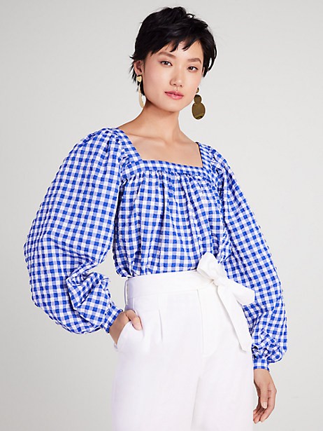 Gingham Square-Neck Top