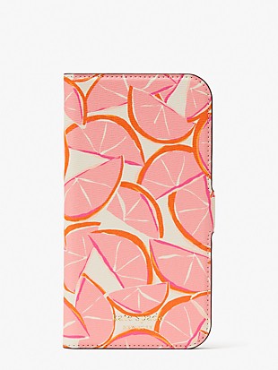 spencer grapefruit iphone 13 pro max magnetic wrap folio case