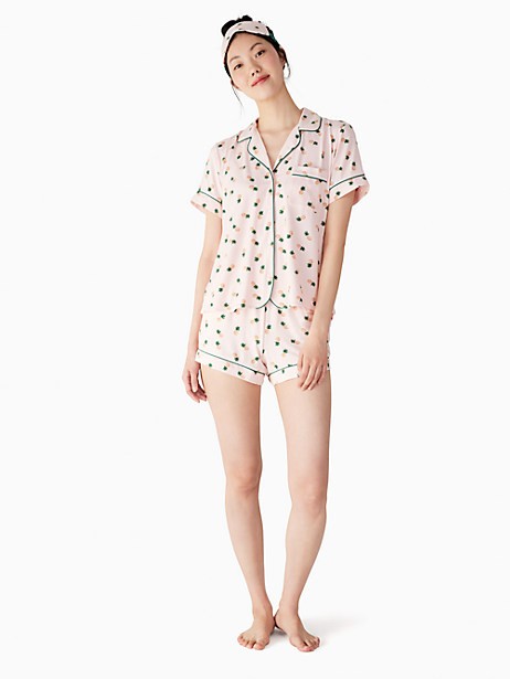 pineapple short sleeve boxer pajamas set