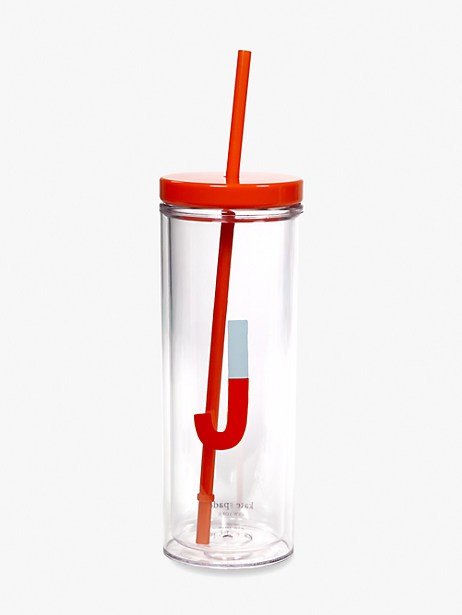 initial thermal tumbler with straw