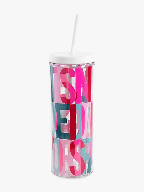 layered logo tumbler with straw