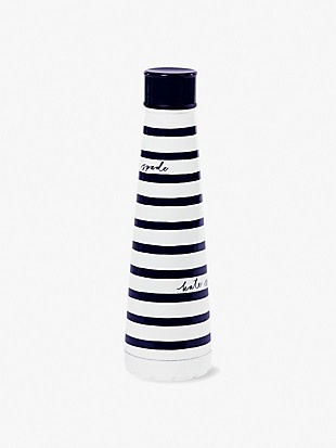 Navy Painted Stripe Stainless Steel Water Bottle