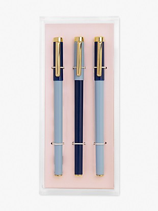 Navy & Blue Colorblock Fine Tip Pen Set with Acrylic Tray