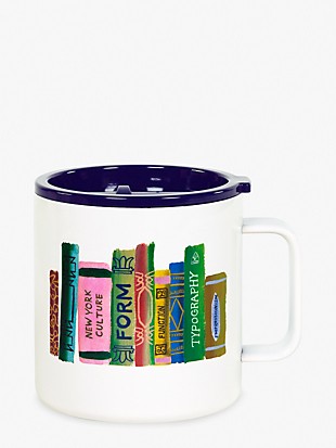 bookshelf stainless steel coffee mug