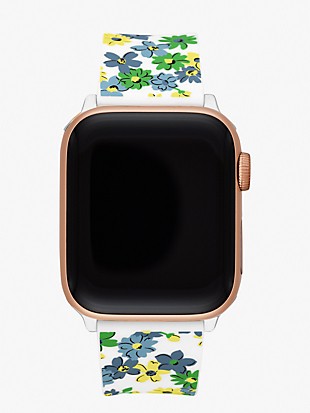 white floral silicone band for apple watch®