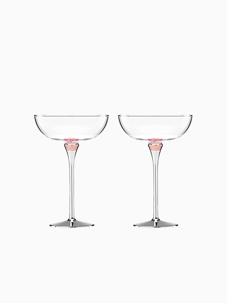 Rosy Glow Champagne Saucer Pair