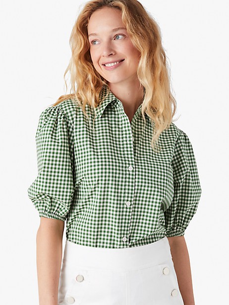 mini gingham button-front shirt