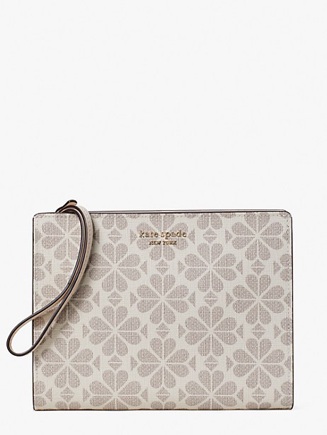 spade flower coated canvas gusseted wristlet
