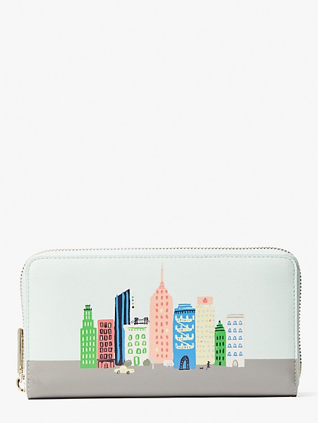 city skyline zip-around continental wallet
