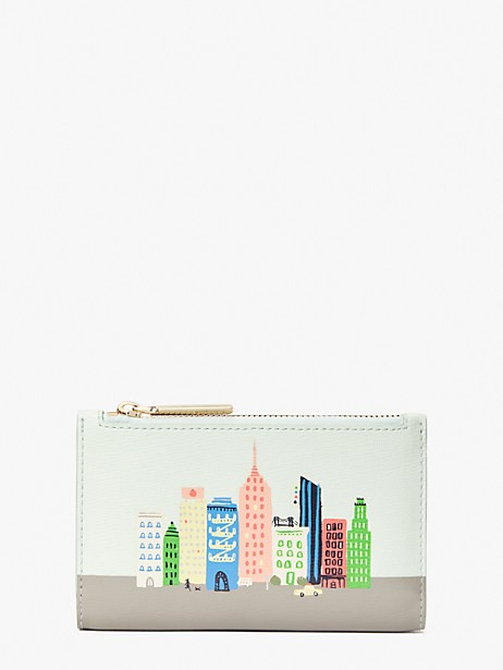 city skyline small slim bifold wallet