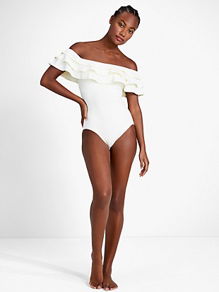 Palm Beach Ruffle Off-The-Shoulder One-Piece