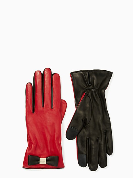 leather colorblock bow gloves | Kate Spade New York