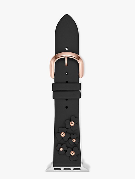 Black Floral Appliqué Leather 38/40mm Band For Apple Watch®