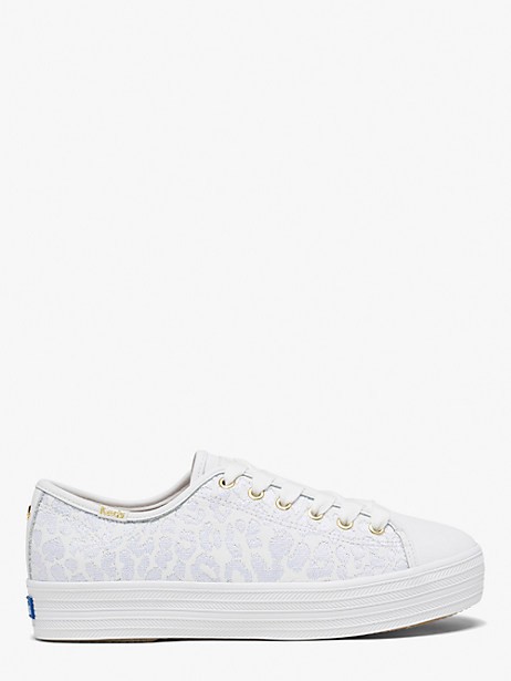 Keds x Kate Spade New York Triple Kick Embroidered Leopard Leather Sneakers